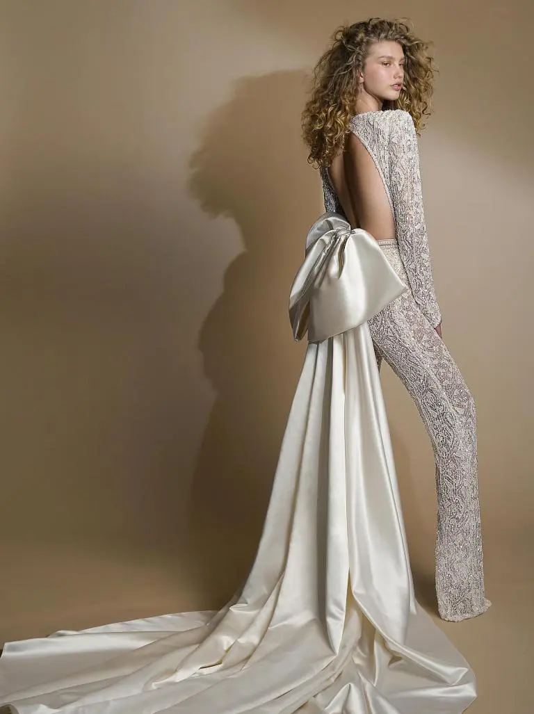 wedding jumpsuit with train