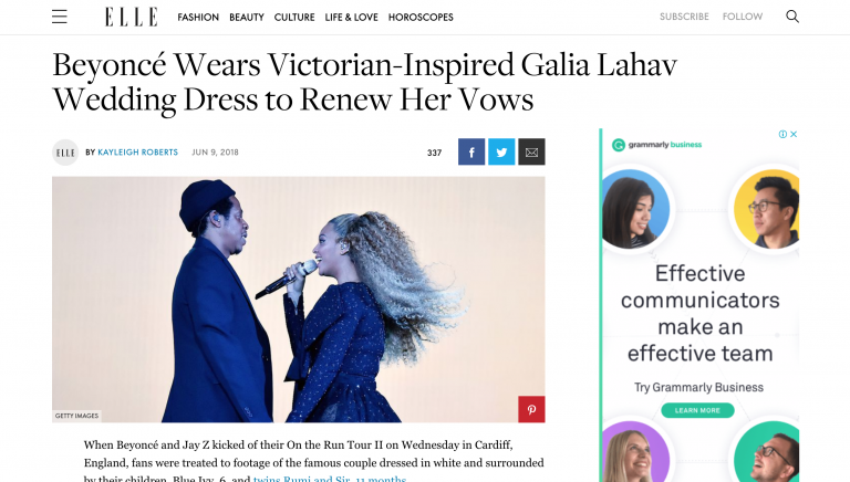 Beyonce wears a Galia Lahav Wedding Dress to Renew her vows