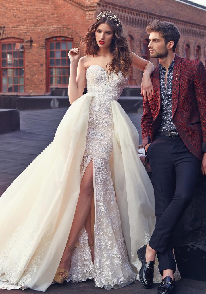 Luna  Crystal-Embellished Corset Top Champagne Wedding Gown - Amor -  Bridal Dresses - Galia Lahav