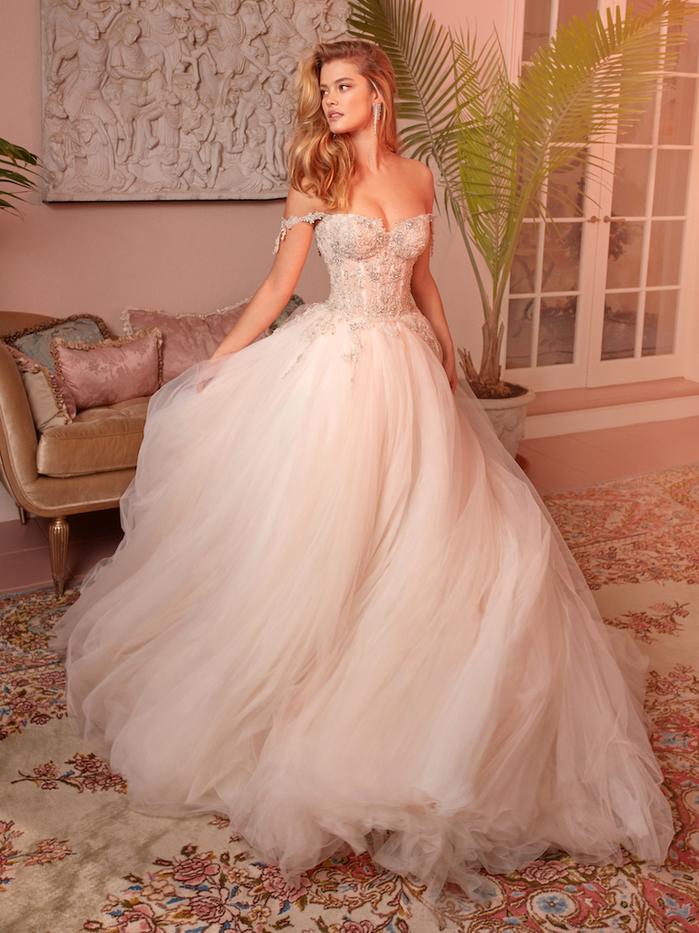 Pale pink wedding shop dress with sleeves