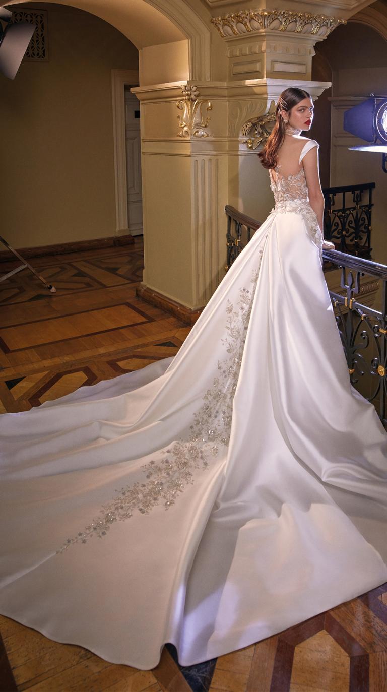 wedding dress with attached train