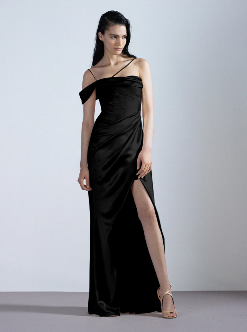 Elise | Satin Black Dress - Galia Lahav