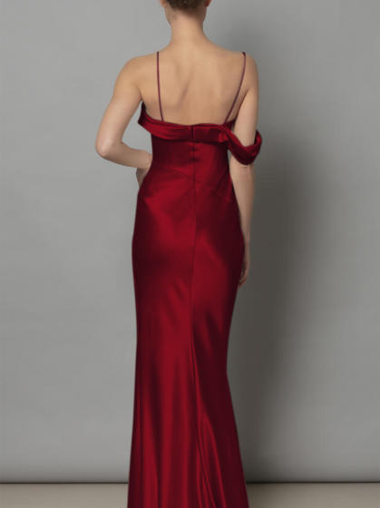 Elise | Red Satin Evening Dress - Galia Lahav