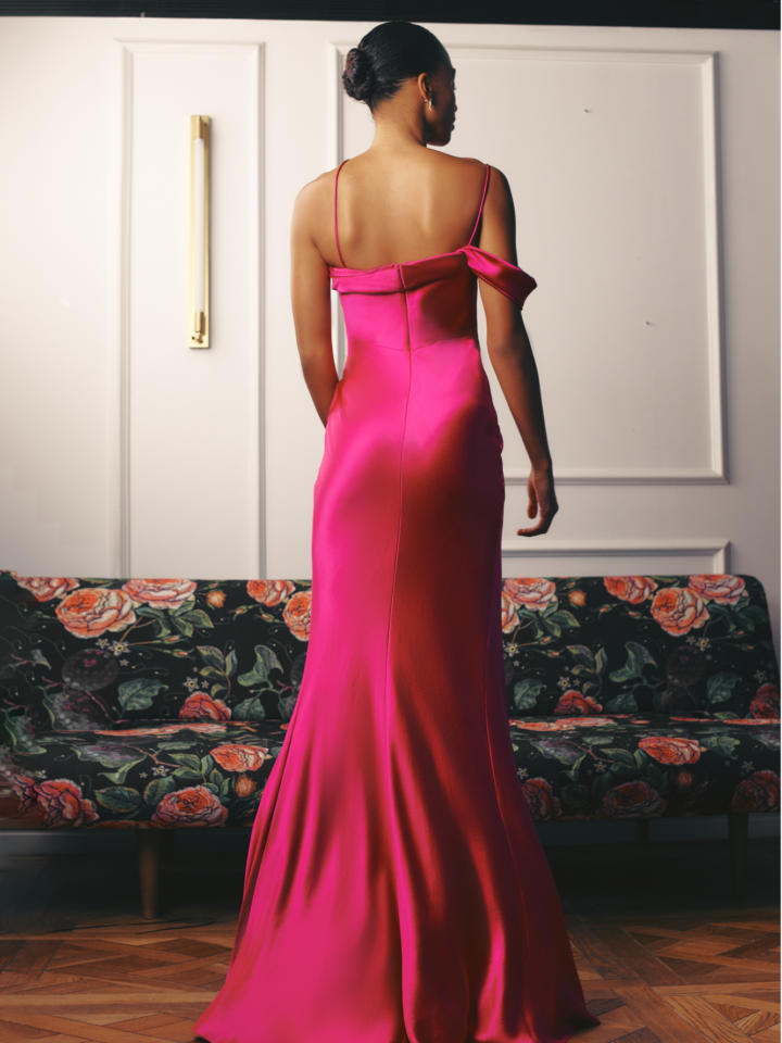 Elise | Satin Evening Dress Fuchsia Pink - Galia Lahav