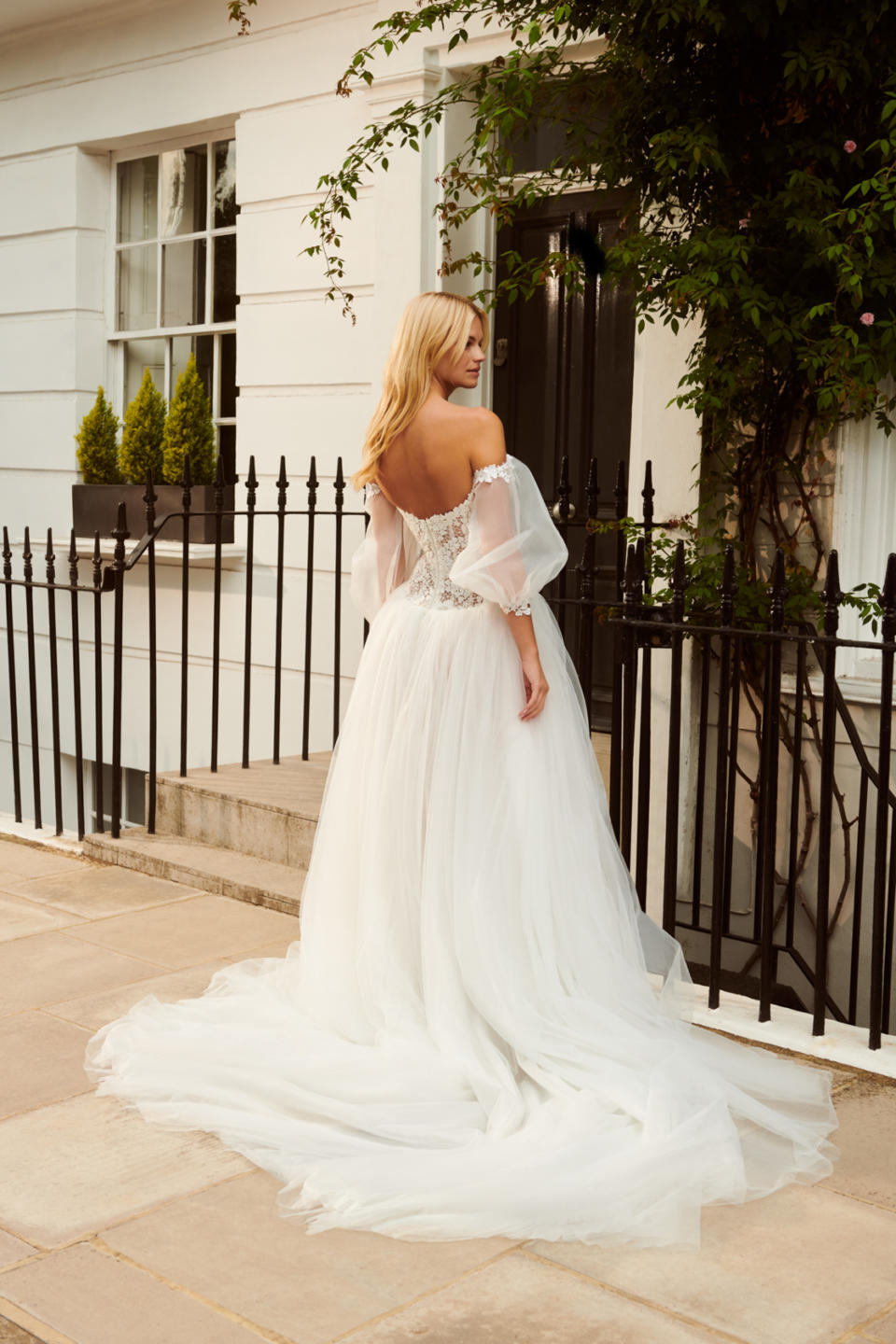 Joy | Tulle Corset Wedding Dress with Balloon Sleeves
