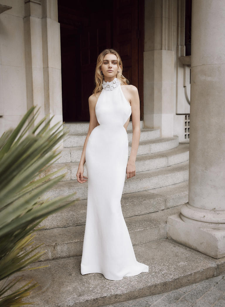 Greta Satin Thigh-High Side Slit Wedding Dress - Galia Lahav