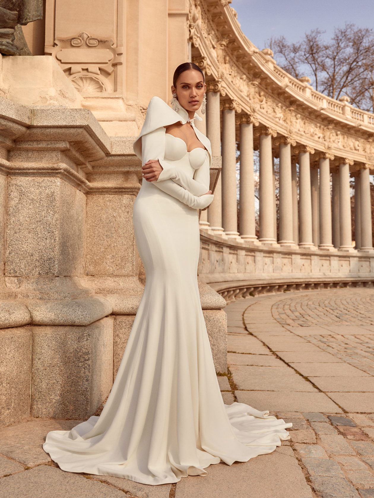 View product : Paloma | Silk Crepe and Corset Mermaid Wedding Gown