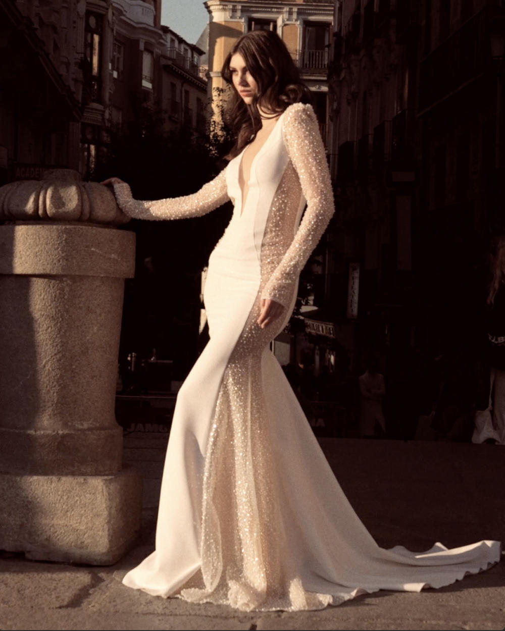 Leonie | Form-fitting Mermaid Wedding Gown With Low V Plunge - Encanto